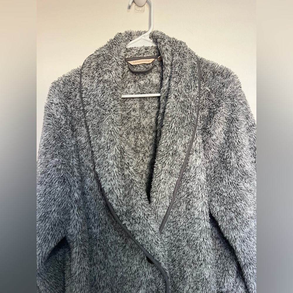 Soft Surroundings Womens XL Most Wonderful Cardigan Gray Cozy Plush‎ Lounge - Picture 3 of 5